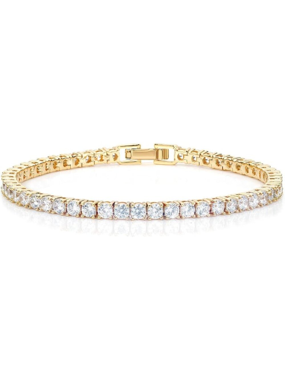 Elegant 18K Gold & Silver Plated Tennis Bracelet for Women & Men, CZ Diamond